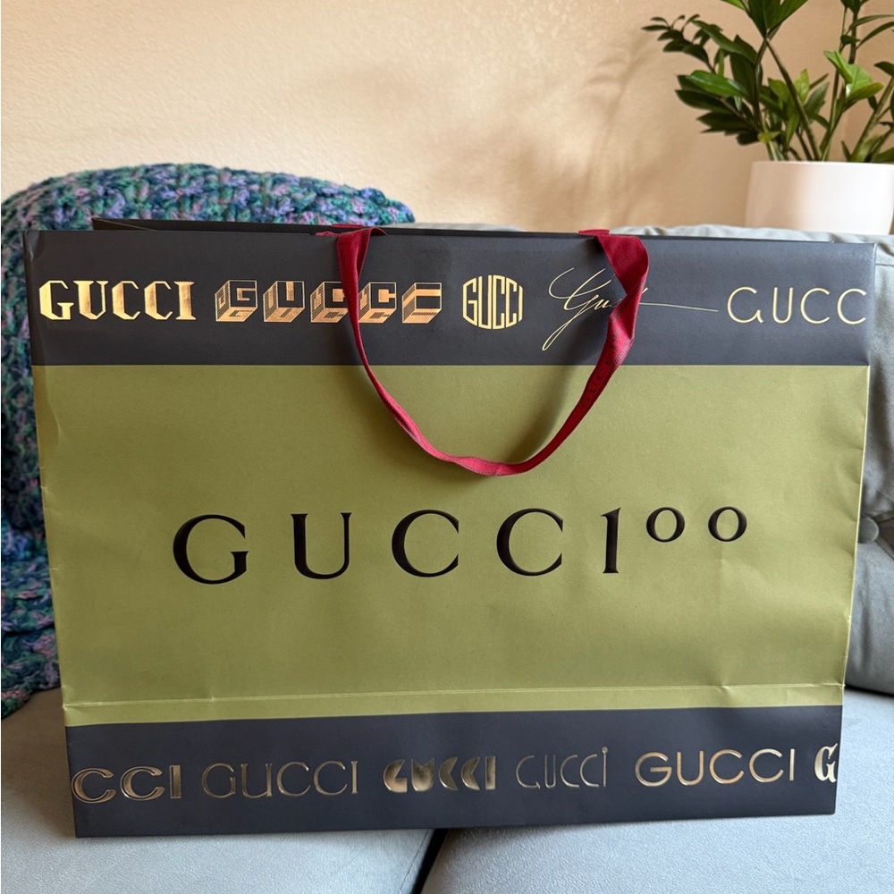 Gucci 100 (Limited edition) Olive and Black Bag with Red Handles